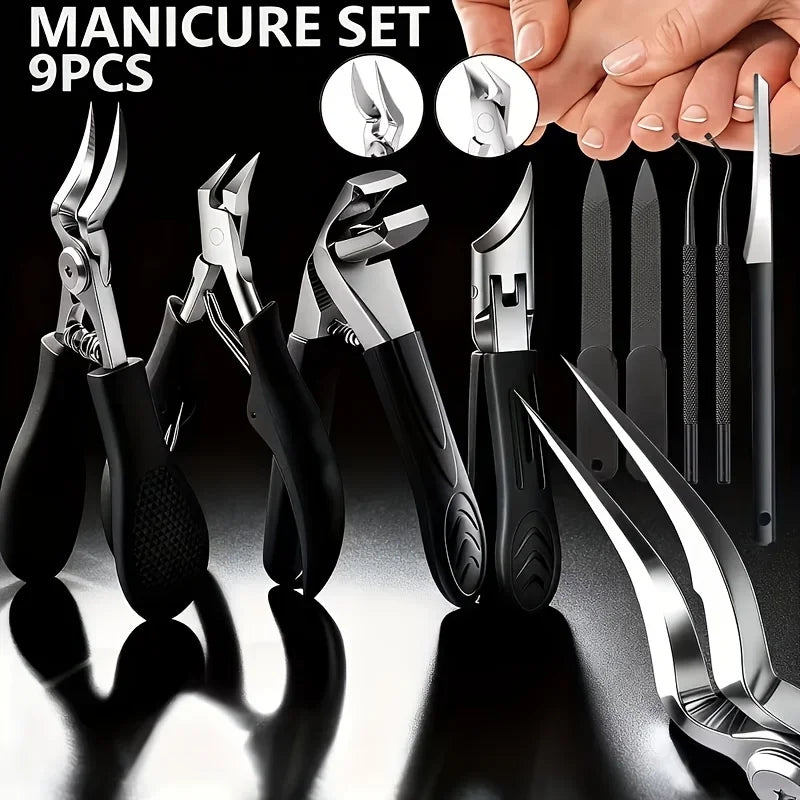 Stainless Steel Manicure Pedicure Kit – Nail & Foot File Set Manicure Pedicure Kit Axl 9pcs