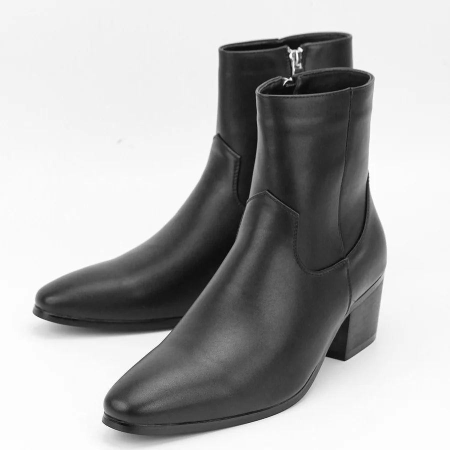 Men's Handmade Chunky Heel Motorcycle Ankle Boots | Zipper Motorcycle Ankle Boots Axl