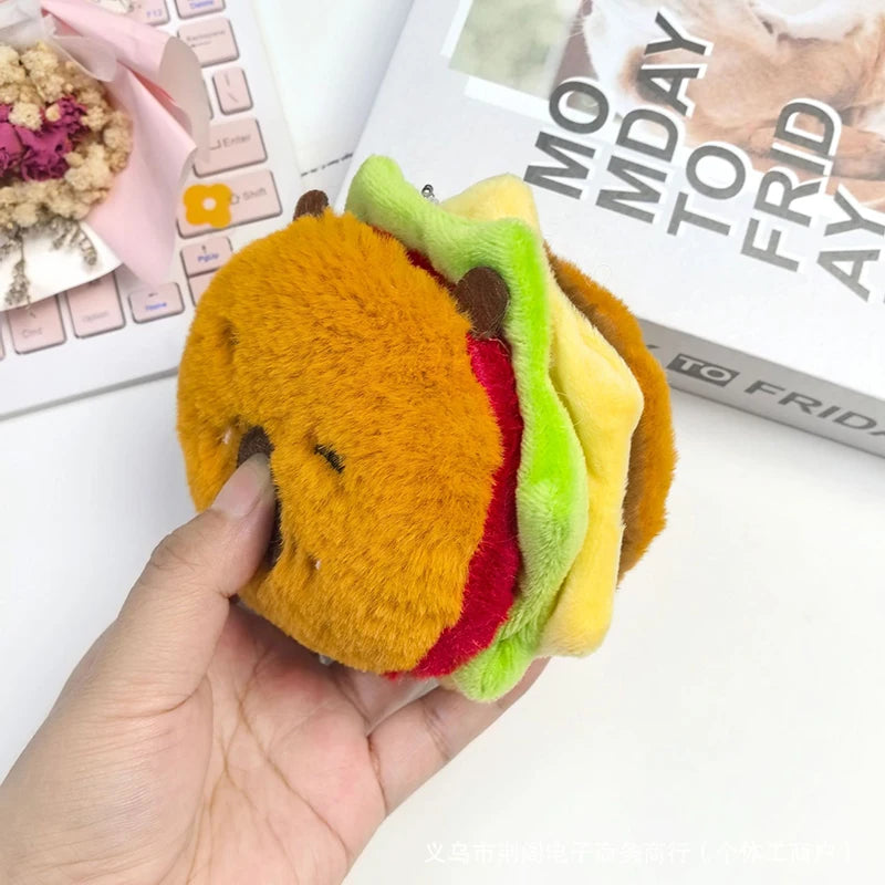 Plush Fries & Burger Keychain – Cute Food Figurine Pendant Plush Keychain Charm Axl