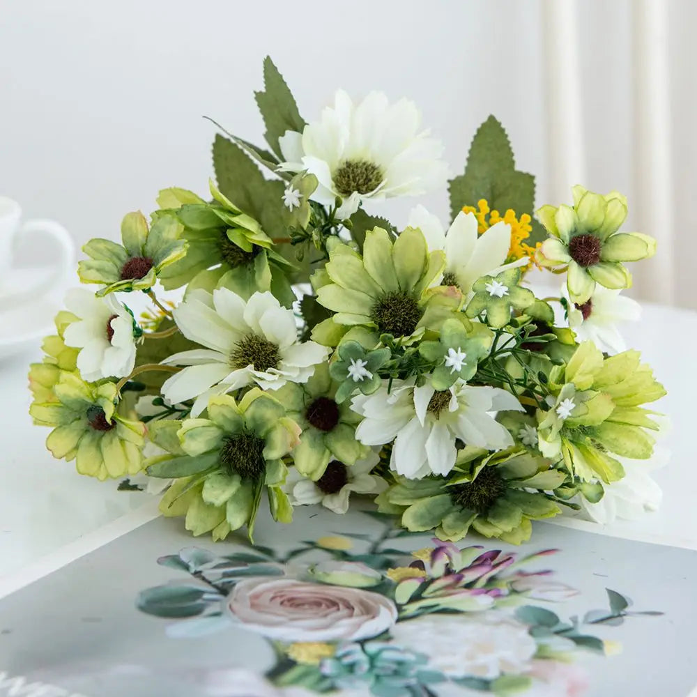 Silk Artificial Daisy Flowers – Wedding & Home Decor Bouquet Artificial Flower Bouquet Axl colour7 2pcs