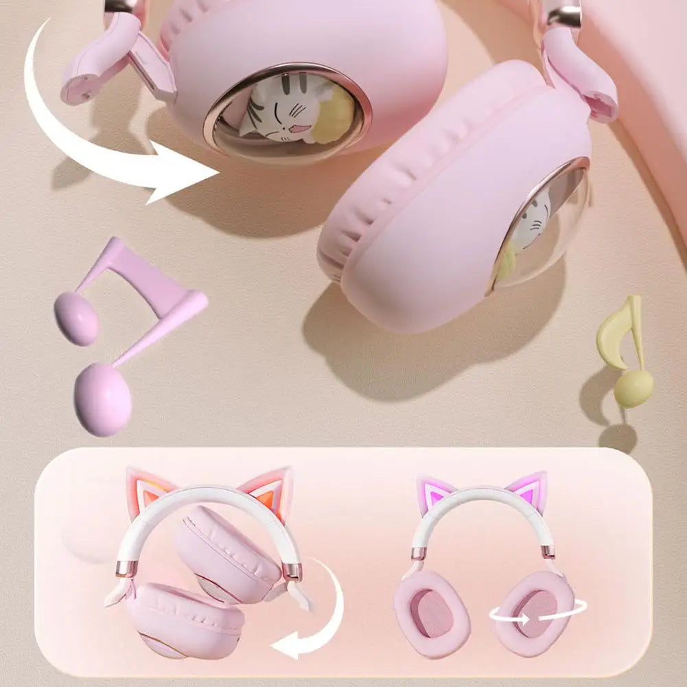 Cat Ear Bluetooth 5.3 Wireless Headphones – LED Glow Kids Gift Kids Wireless Headphones Axl