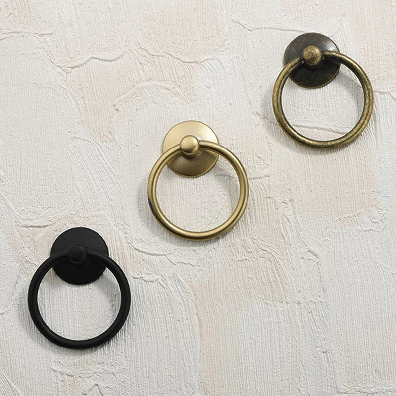 Vintage Round Ring Drawer Pulls – Zinc Alloy Cabinet Knobs 2pc Cabinet Drawer Pulls Axl