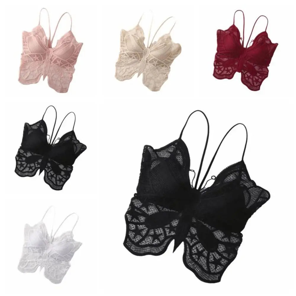 Backless Butterfly Mesh Crop Top Camisole | Women's Vest Mesh Crop Top Axl
