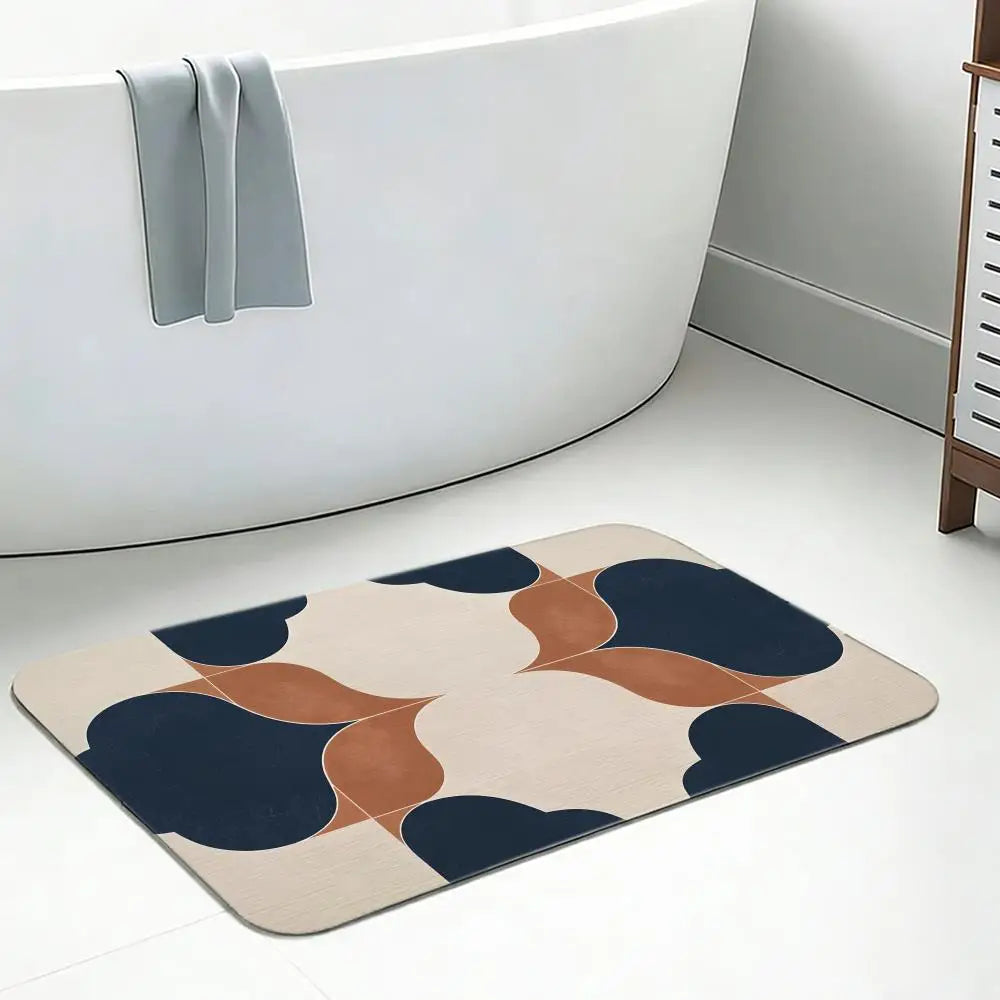 Art Deco Geometric Diatomite Bath Mat – Quick Dry Non-Slip Diatomite Bath Mat Axl