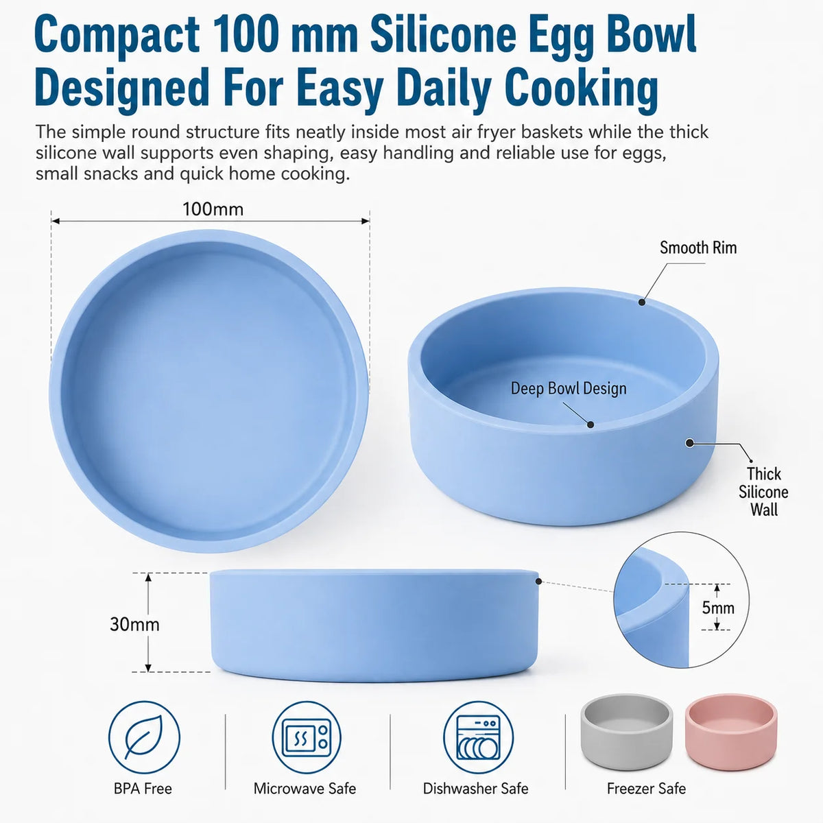 Silicone Egg Cooker Cups – BPA-Free Egg Bite Molds 2/4 Pack Silicone Egg Molds Axl