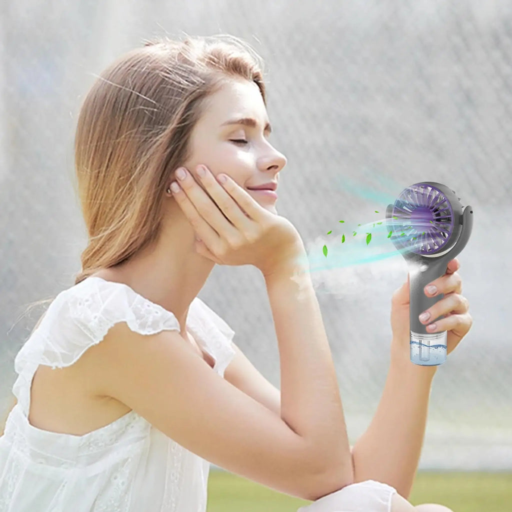 Portable Mini Handheld Mist Fan – USB Rechargeable Water Spray Handheld Mist Fan Axl