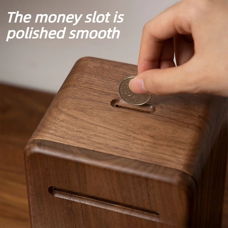 Walnut Wood Piggy Bank with Lock | Kids Gift & Home Décor Wooden Piggy Bank Axl