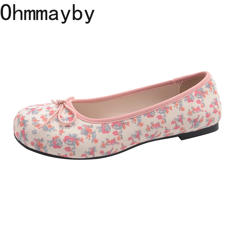 Women's Floral Ballet Flats – Butterfly-Knot Slip-On Dress Shoes Women's Ballet Flats Axl