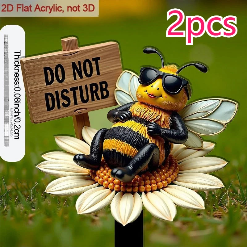 2-Pack Acrylic Bee Garden Stake Cards | Outdoor Courtyard Decor Garden Stake Decor Axl Acrylic-2pcs