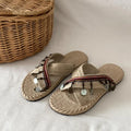 Women's Bohemian Braided Beach Slides – Summer Slippers Beach Slide Slippers Axl Beige 40