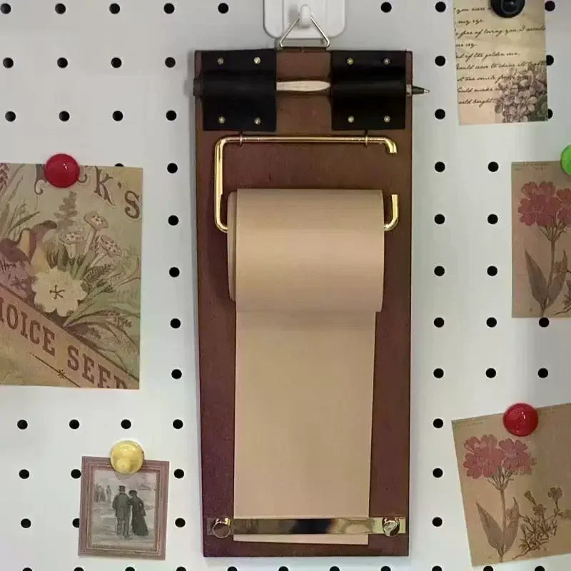 Vintage Wooden Clipboard & Kraft Paper Roll Notebook Set Clipboard Notebook Set Axl