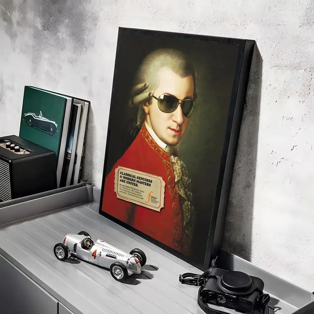 Mozart Minimalist Music Poster | Wall Art Sticker for Home Wall Art Sticker Axl Black15 40X60cmNoframe