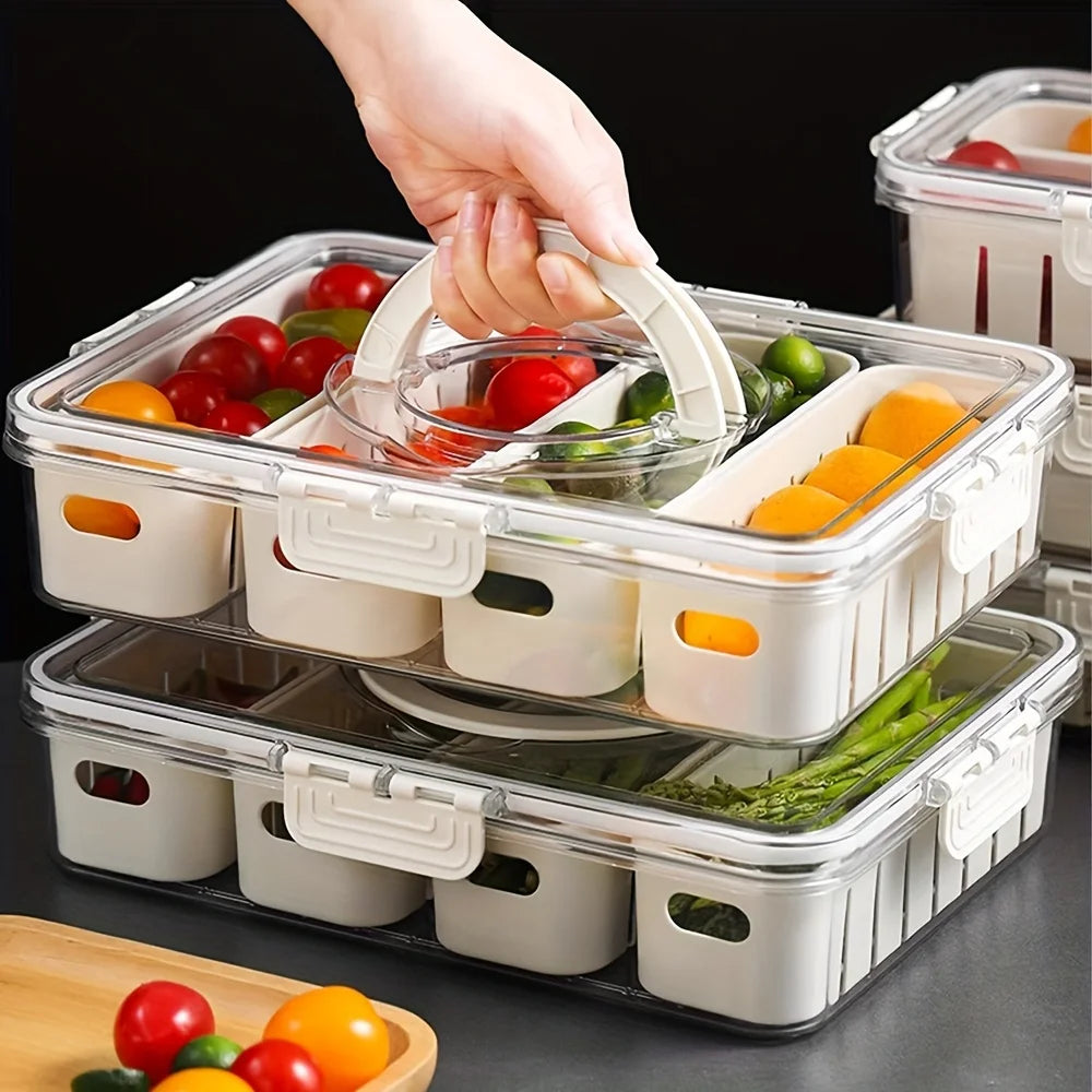 Divided Snack Box with Lid – 4 & 8 Grid Portable Organizer Food Storage Container Axl