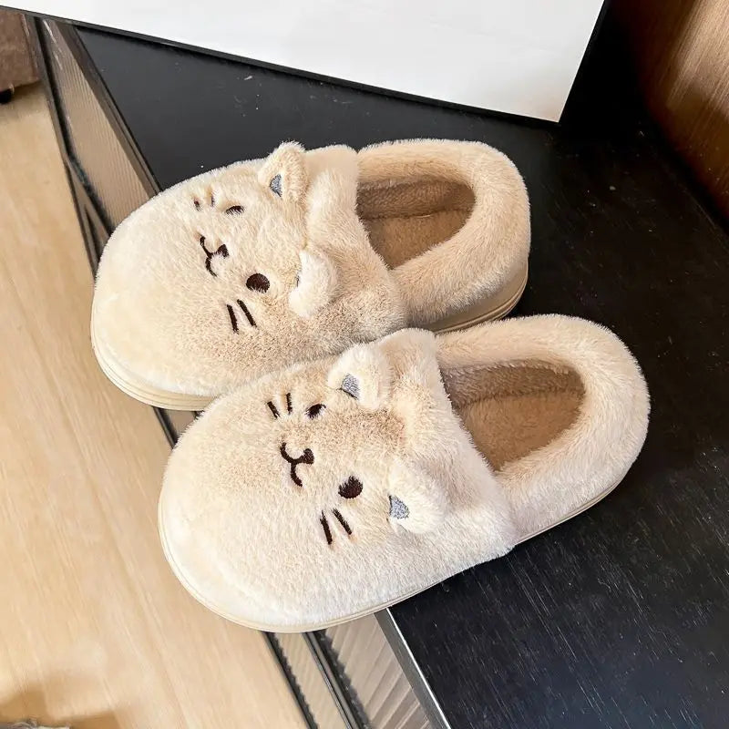 Women's Faux Fur Cat Slippers – Cozy Indoor Slides Size 36–45 Faux Fur Slippers Axl