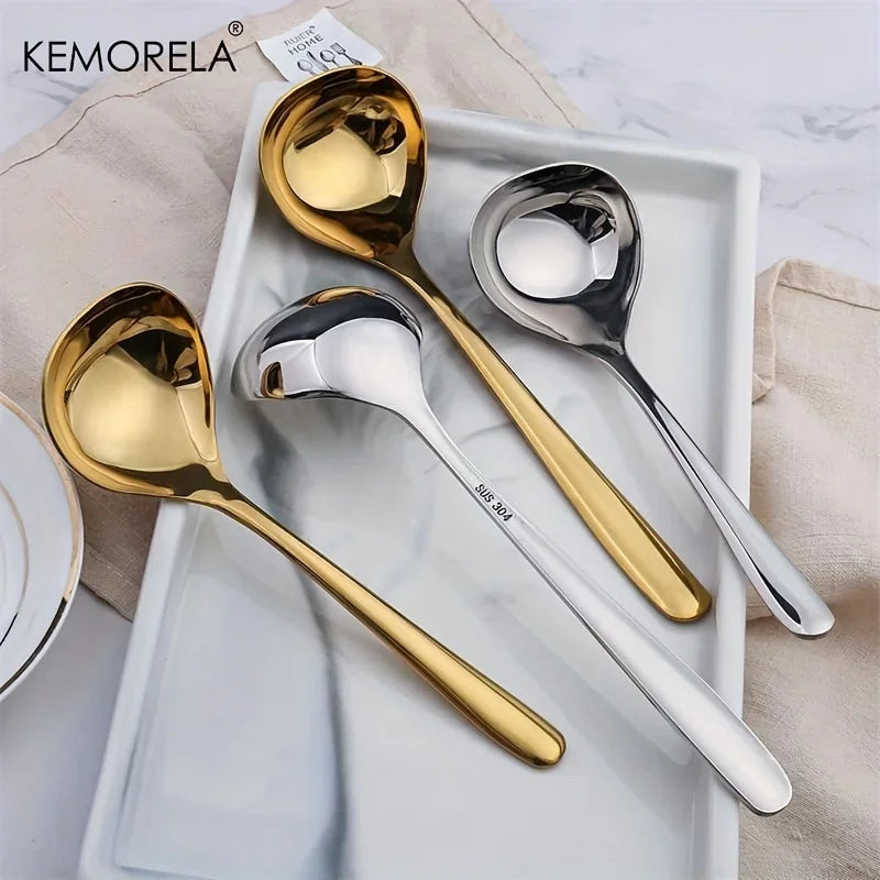 KEMORELA 304 Stainless Steel Gravy Ladle & Sauce Spoon 8.1" Kitchen Serving Spoon Axl