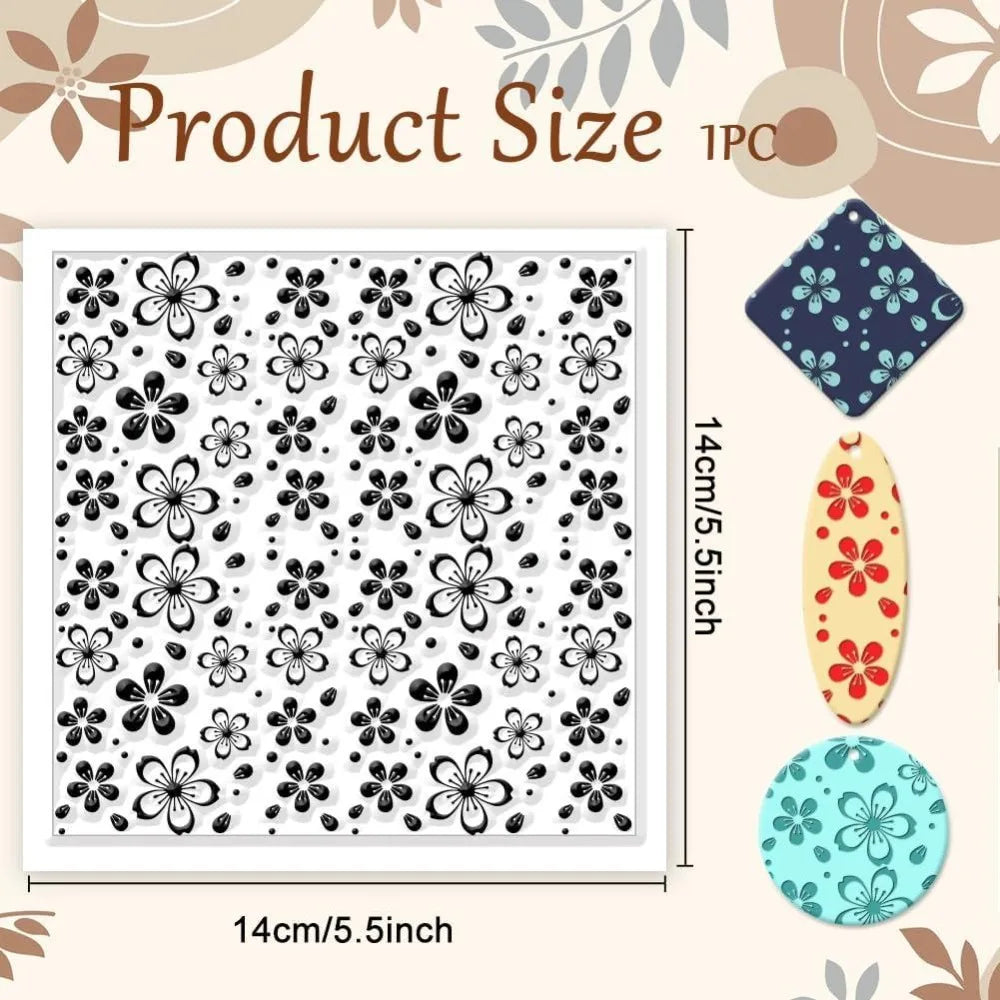 Cherry Blossom Polymer Clay Texture Sheet & Stamp – 14x14cm Clay Texture Stamp Axl