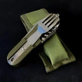7-in-1 Foldable Camping Cutlery Set – Stainless Steel Camping Cutlery Set Axl green