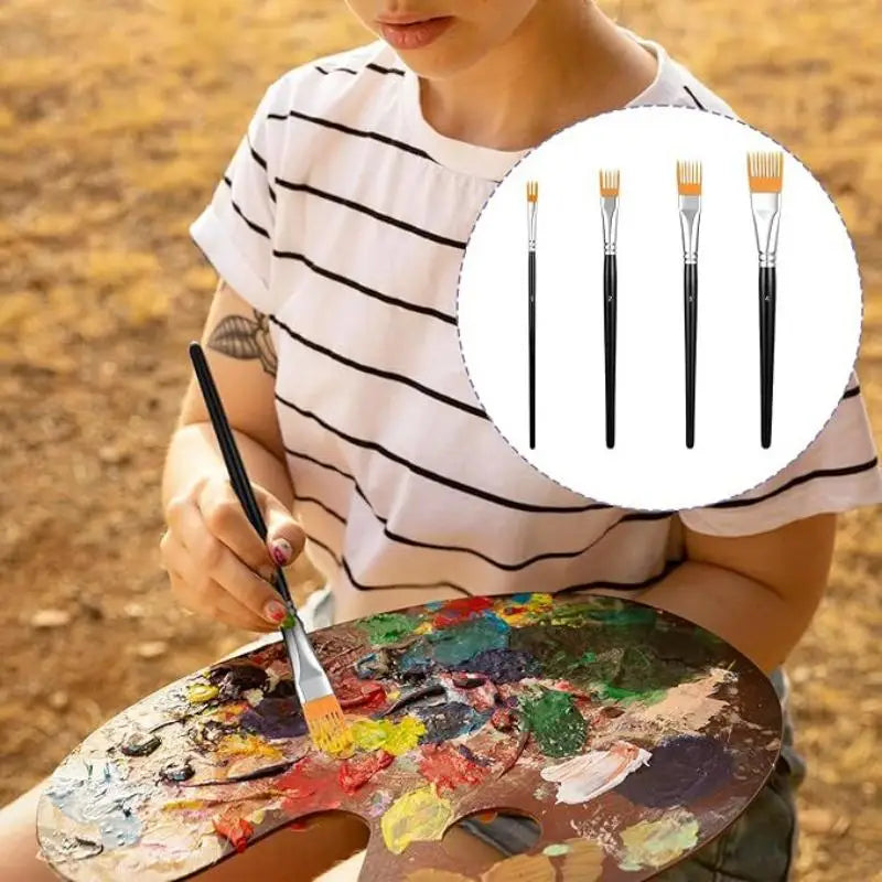 4-Piece Serrated Paint Brush Set – Watercolor & Oil Art Art Paint Brush Set Axl