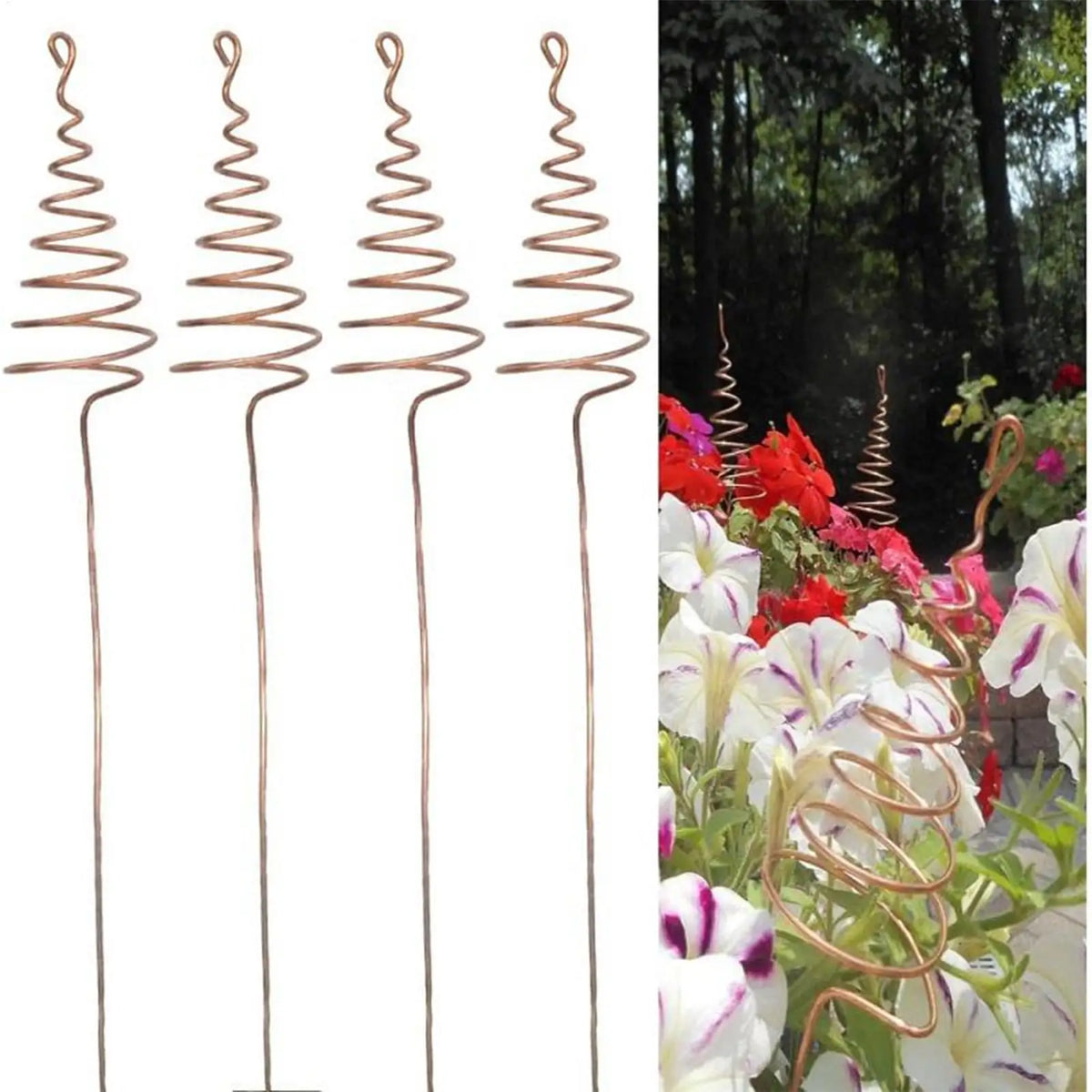 Spiral Copper Garden Stakes 6 Pcs – Indoor & Outdoor Plants Garden Plant Stakes Axl