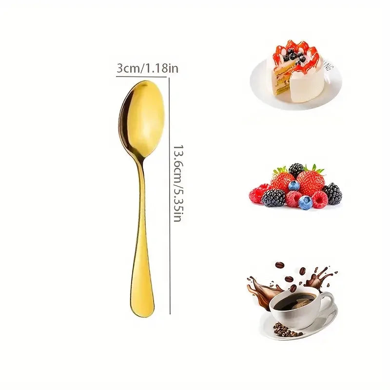 12-Piece Gold Stainless Steel Coffee & Dessert Spoon Set Spoon Set Axl