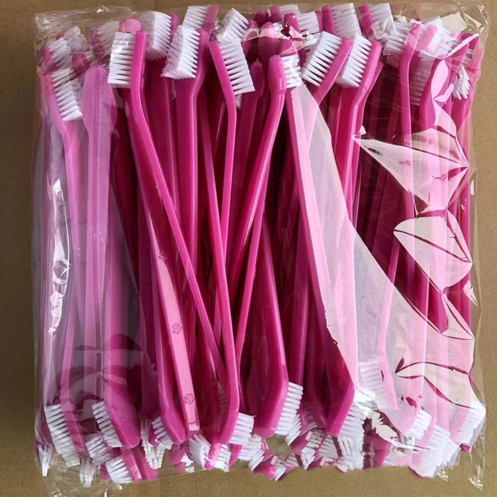Double-Headed Pet Toothbrush for Dogs & Cats | Soft Bristles Pet Toothbrush Axl pink
