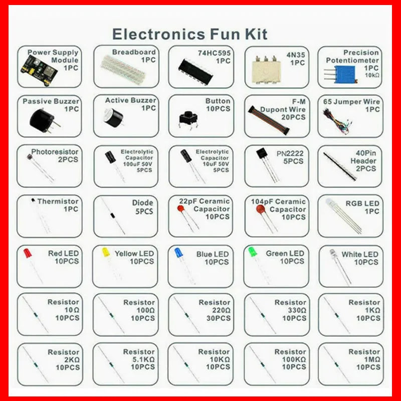 830-Point Breadboard Electronics Starter Kit | Arduino Components Electronics Starter Kit Axl