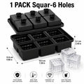 6-Cavity Diamond Silicone Ice Tray with Funnel Lid | Whiskey Bar Silicone Ice Tray Axl 1 PACK Squar-6 Holes