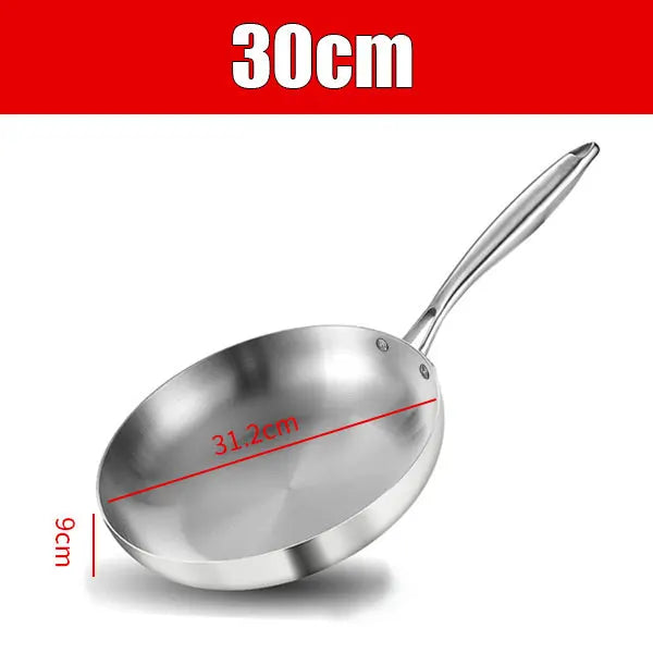 304 Stainless Steel Tri-Ply Nonstick Frying Pan & Wok 24–30cm Stainless Steel Cookware Axl 30cm