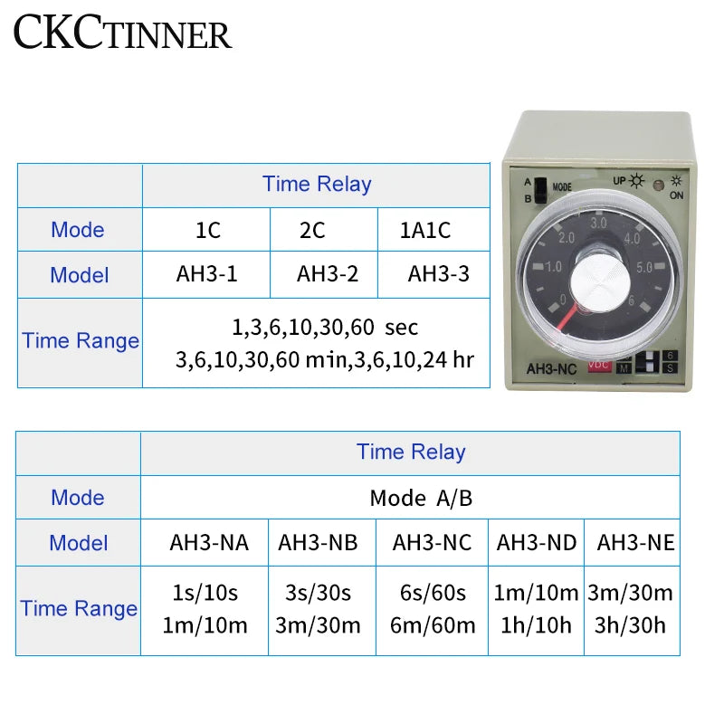 AH3-N 8-Pin Adjustable Time Delay Relay | Multi-Range Timer Time Delay Relay Axl