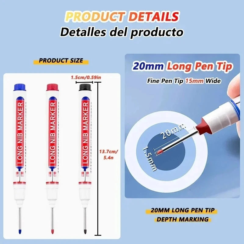 Deep Hole Long Nib Markers 20–40 Pcs | Woodworking Pen Set Deep Hole Marker Set Axl