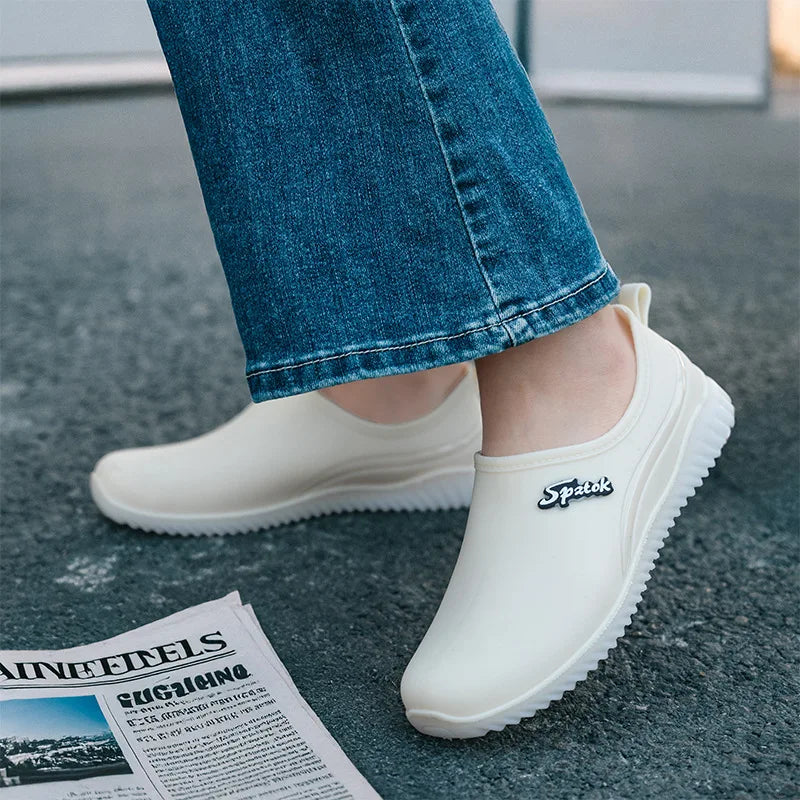 Women's Waterproof Plush Rain Shoes – Slip-On Galoshes Women's Rain Boots Axl