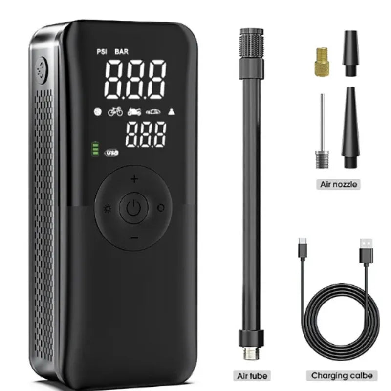 Cordless Digital Tyre Inflator – Portable Air Pump for Car & Bike Tyre Inflator Pump Axl black-1pcs