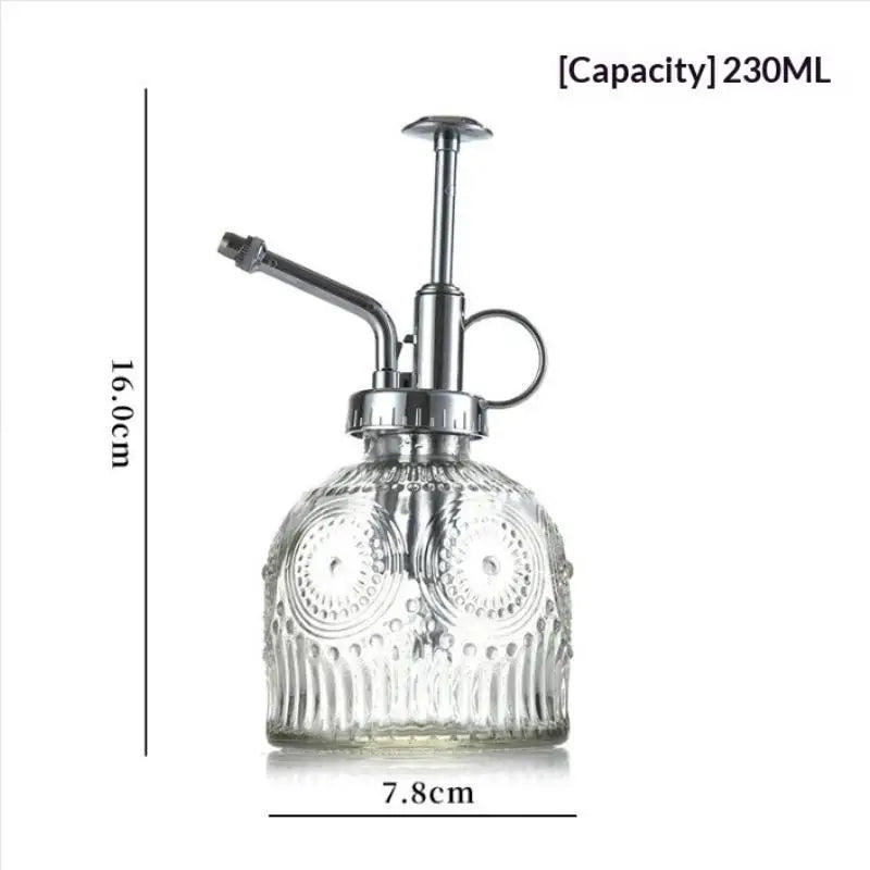 Vintage Glass Plant Mister Spray Bottle – Retro Embossed Design Plant Mister Bottle Axl silver Transparent