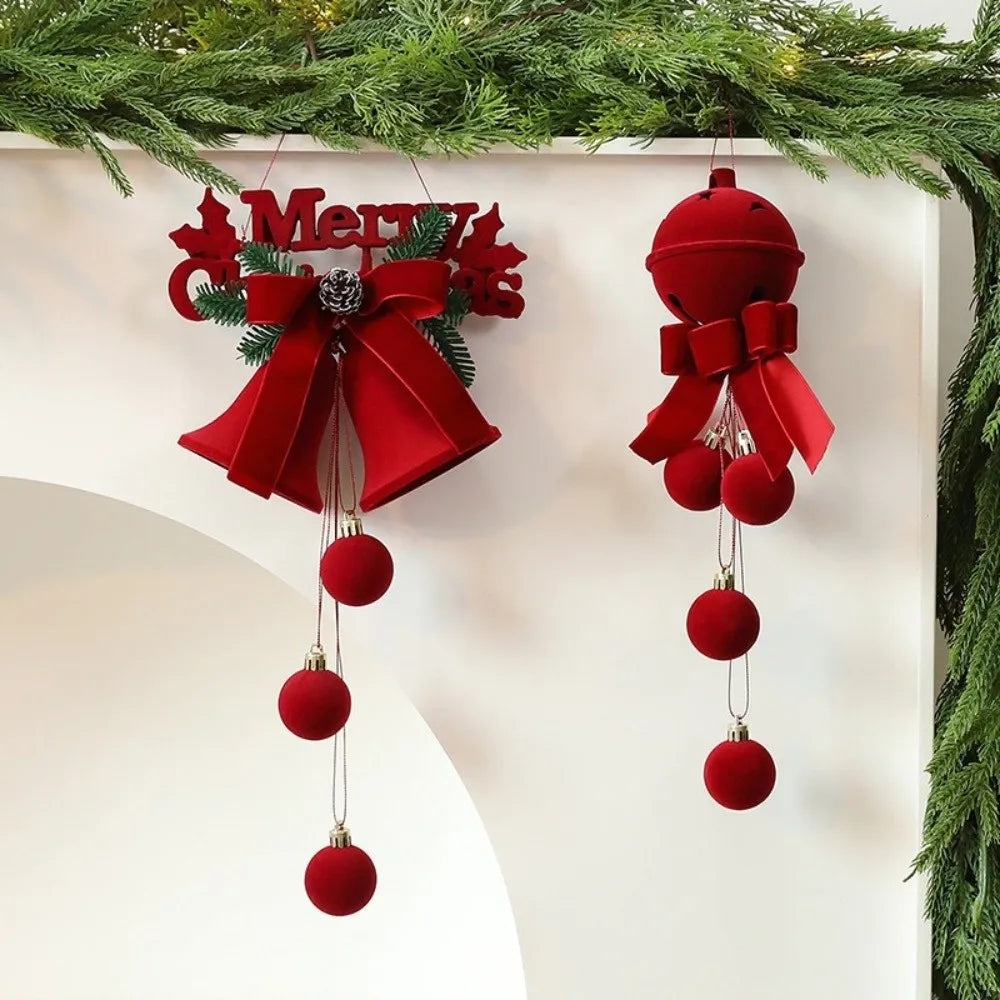 Flocked Velvet Christmas Bell Ornament | Reusable Xmas Tree Pendant Christmas Ornament Axl