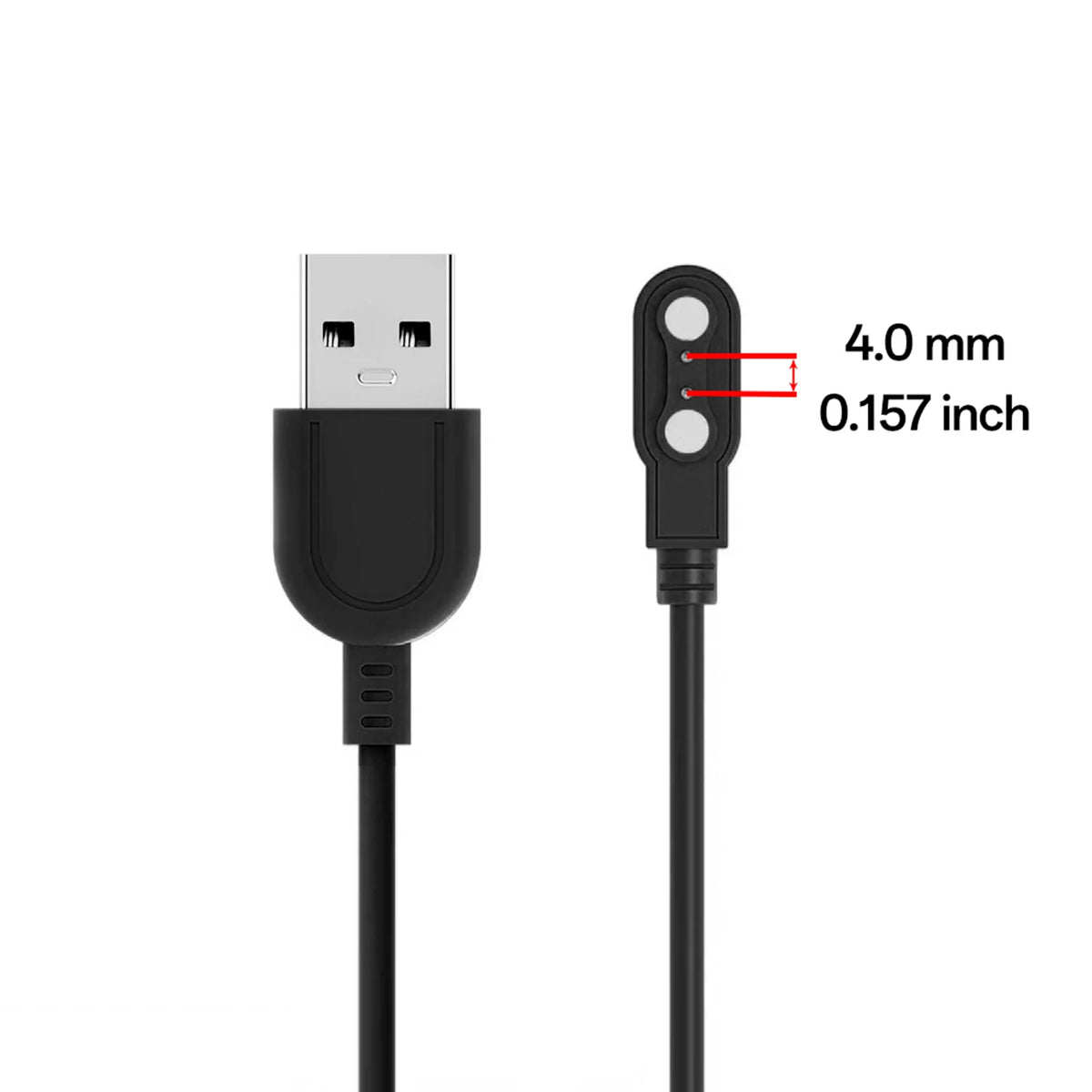 Magnetic Smart Watch Charger Cable 2-Pin 4.0mm USB Cord Smartwatch Charging Cable Axl Black