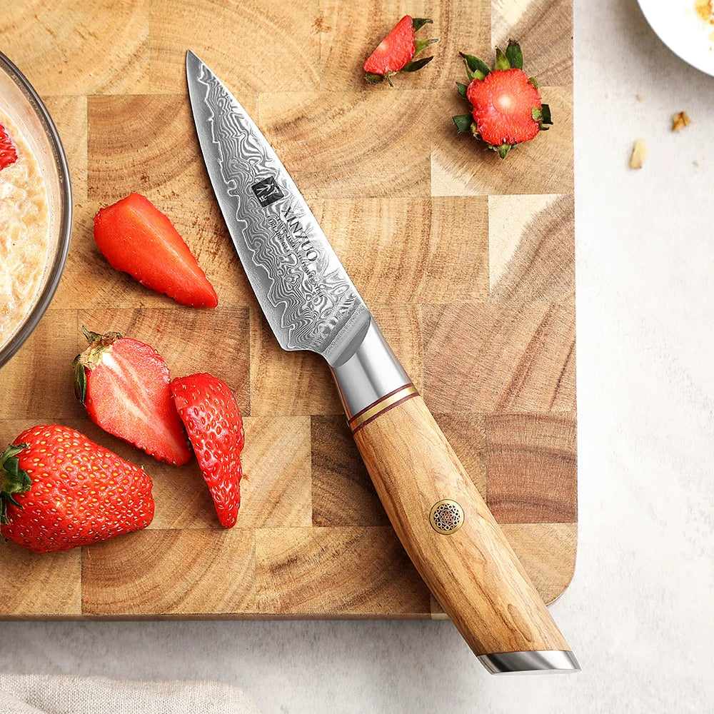 XINZUO Damascus Paring Knife 3.5" – 73-Layer Steel Olive Wood Damascus Paring Knife Axl China Mainland 3.5 inch
