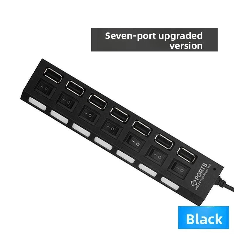 7-Port USB 2.0 Hub with Switches & Power Adapter | Axl USB Hub Axl black-1pcs