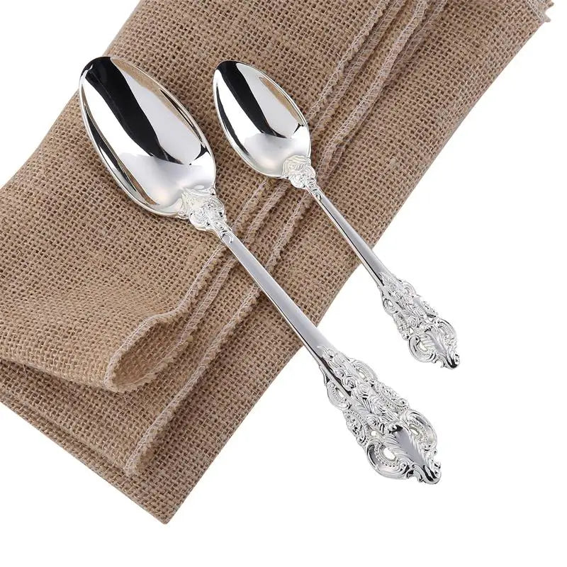 Silver Plated Luxury Cutlery – Engraved Flatware Knife Fork Spoon Silver Plated Flatware Axl
