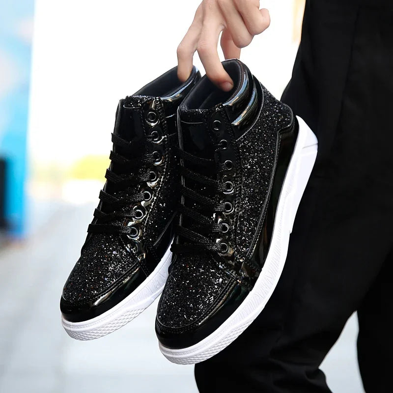 YBQJOO Men's High-Top Sneakers – Non-Slip Casual Fashion Boots High-Top Sneakers Axl black 46