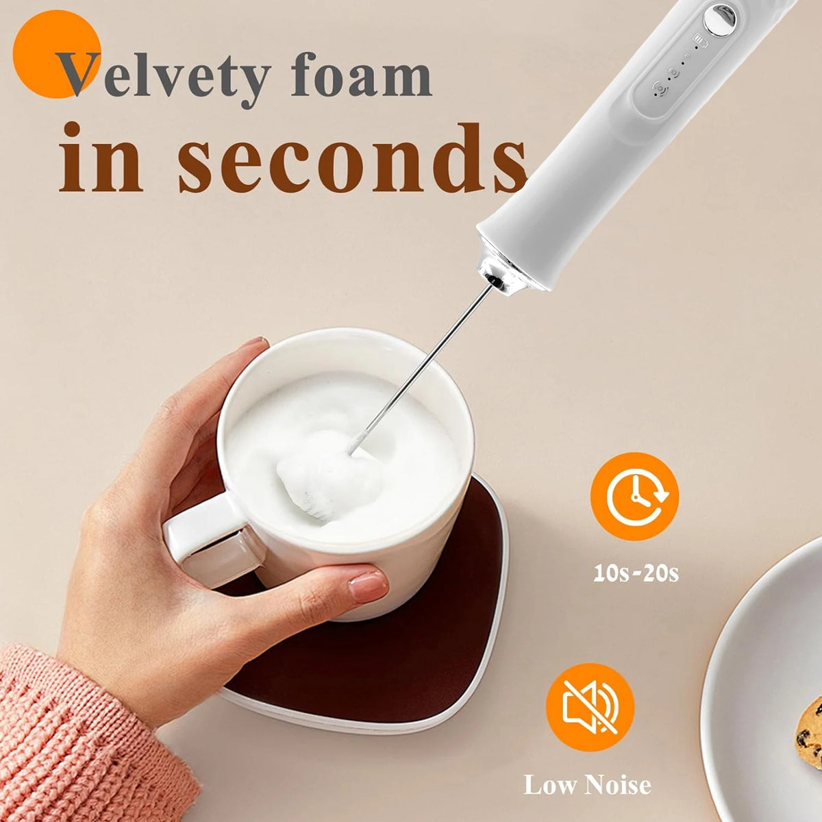 ONEKA Rechargeable Handheld Milk Frother – Electric Foam Maker Milk Frother Axl