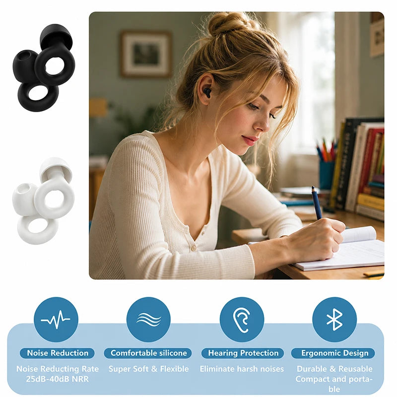 Reusable Silicone Ear Plugs – Noise Reduction for Sleep & Swim Silicone Ear Plugs Axl