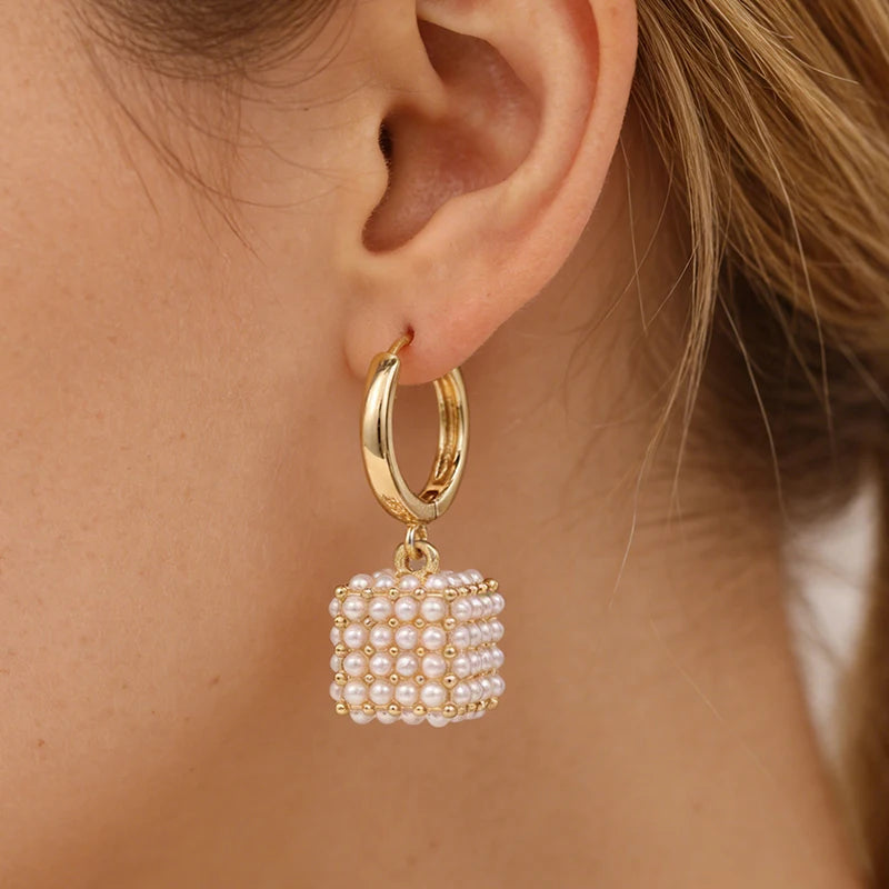 Huitan Imitation Pearl Drop Earrings – Elegant Women's Jewelry Pearl Drop Earrings Axl