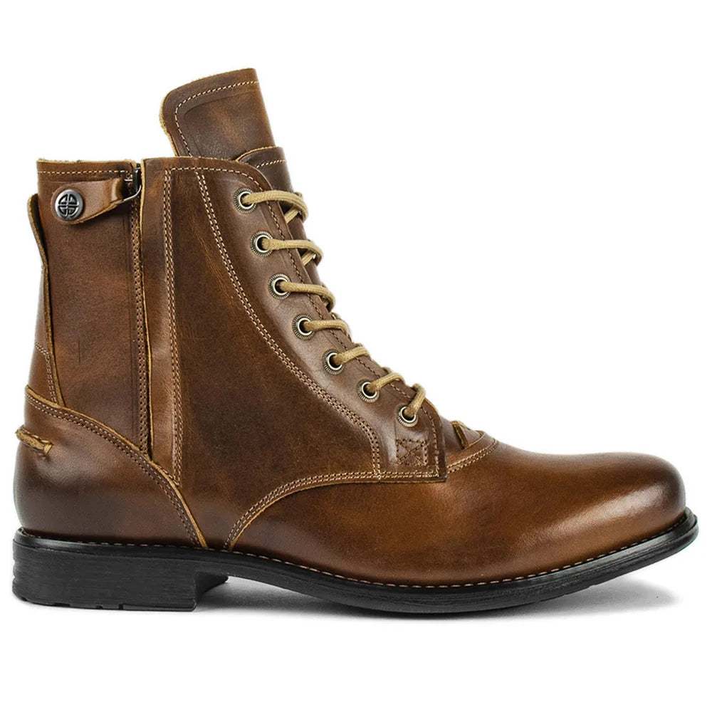 Men's Retro Lace-Up Motorcycle Ankle Boots | Plus Size Motorcycle Ankle Boots Axl