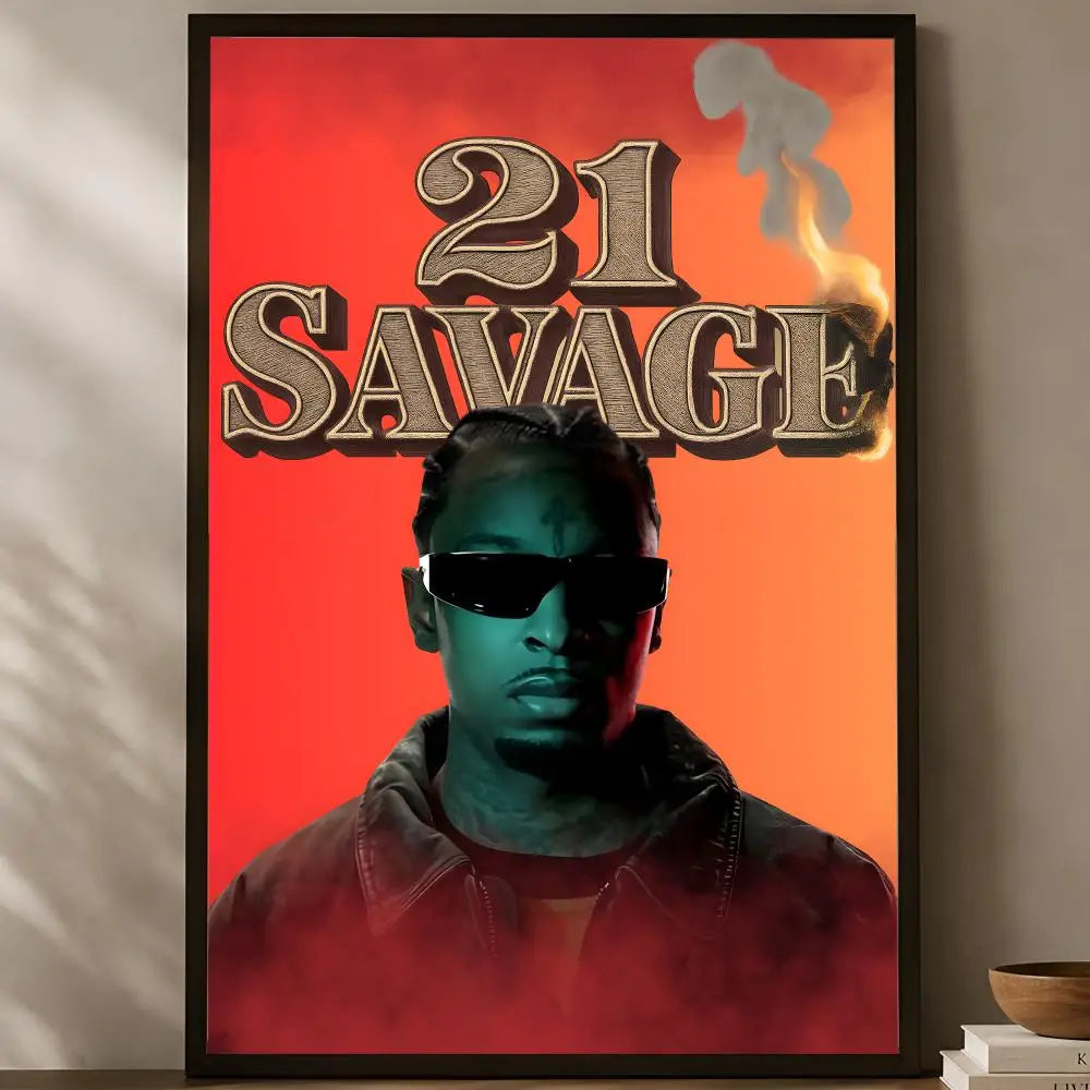 21 Savage Music Poster – Self-Stick HD Waterproof Wall Art Music Wall Poster Axl White03 30X40cmNoframe