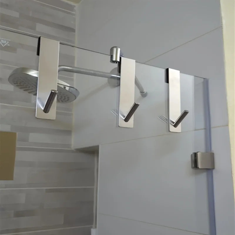 Stainless Steel Shower Door Towel Rack & Robe Hook – Brushed Bathroom Towel Rack Axl