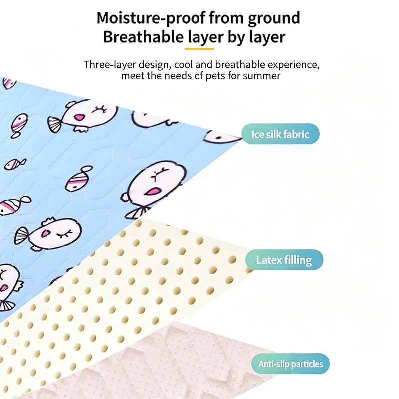 KEMORELA Cooling Pet Mat – Ice Silk Cat & Dog Summer Sleep Pad Pet Cooling Mat Axl