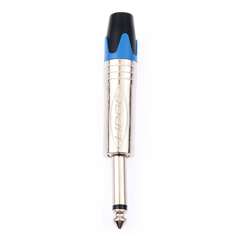 6.35mm Mono Audio Plug with Mute Function | Metal Jack Connector Audio Jack Connector Axl Blue