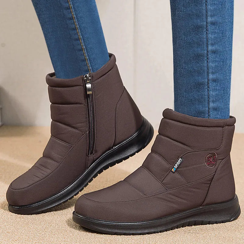 HAJINK Women's Fur-Lined Ankle Snow Boots | Winter Flat Women's Ankle Boots Axl