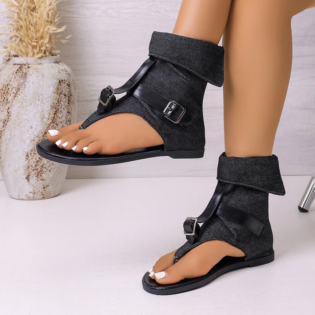 Women's Flat Slip-On Sandals | Casual Canvas Summer Sandals Flat Sandals Axl 43 black
