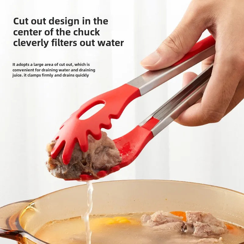 Stainless Steel Silicone Food Tongs – 9" BBQ Kitchen Clip Kitchen Food Tongs Axl